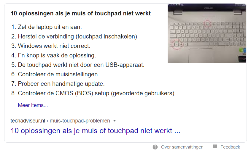 Google snippet voorbeeld